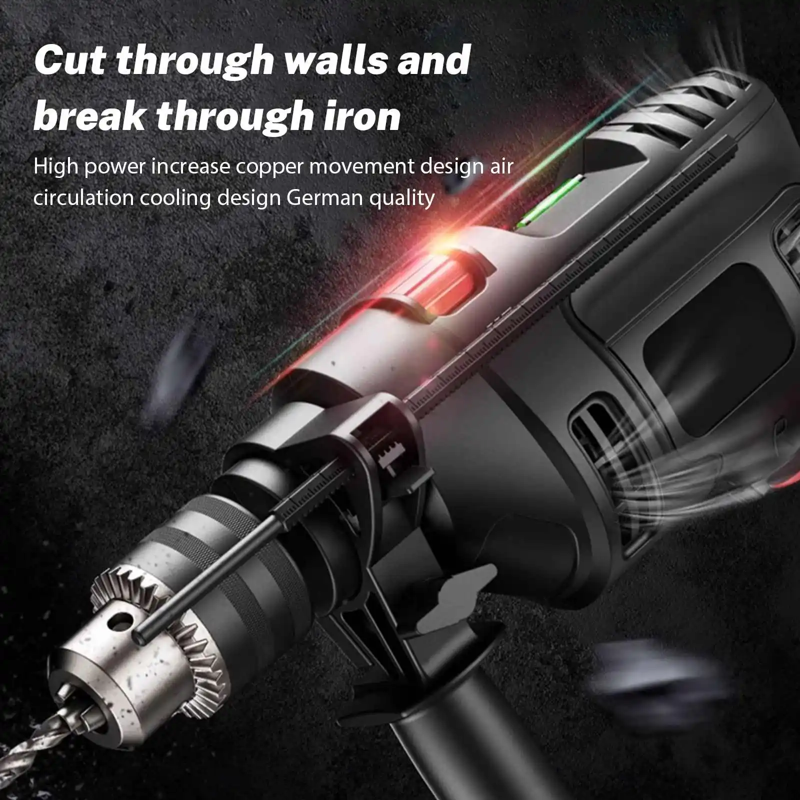 Multifunction Electric Drill Powerful Impact Drill Electric Hammer Infinitely Variable Speed Power Tools AC220V EU Plug