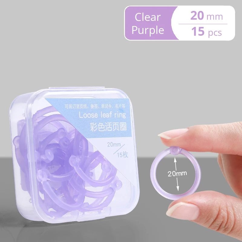 15mm/20mm/25mm Kleurrijke Transparante Plastic Binding Ringen met Perforator voor Losbladige Papier en Documenten Kantoorbenodigdheden