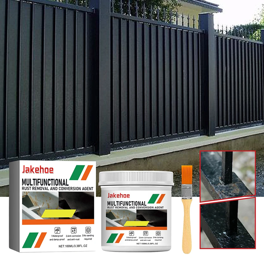Black Rust Converter Paint Metal Rust Remover Anti-Rust Primer for Car Chassis Iron Roof Fence Weatherproof Coating with Brush