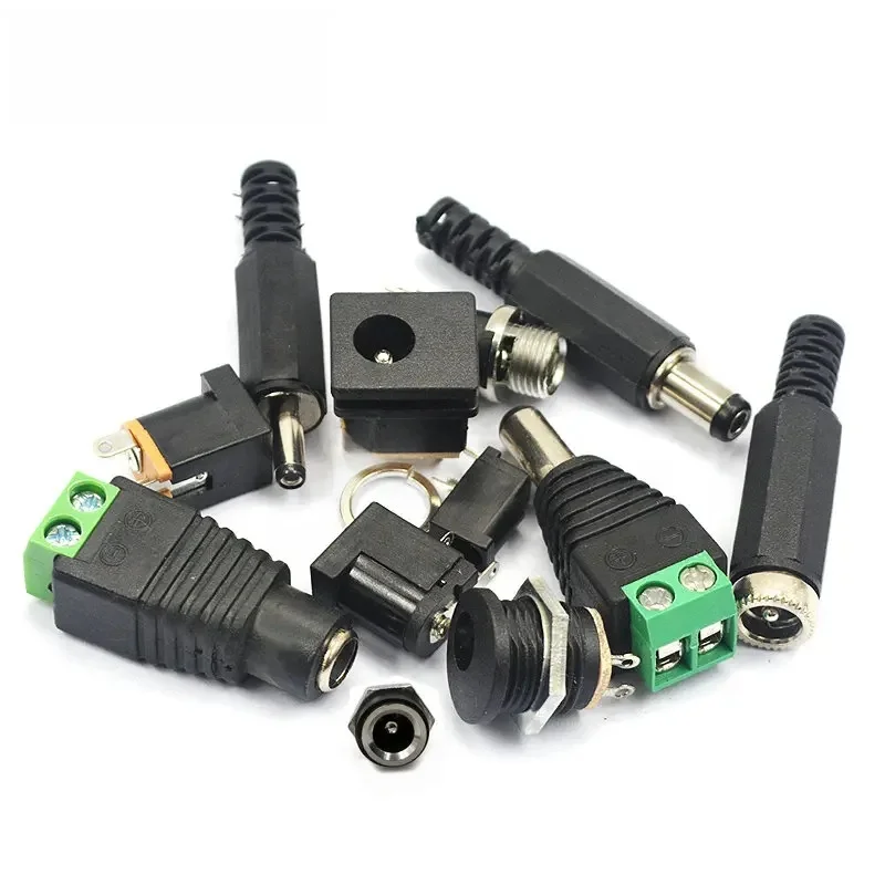 5 SZTUK męskich i żeńskich wtyczek zasilania DC 5,5 * 2,1 MM 5,5 * 2,5 MM 3,5 * 1,35 MM 5,5 * 2,1 Jack Adapter Złącze Wtyczka Złota DC-022B DC-025M — zdjęcie 2