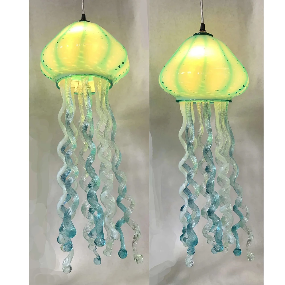 

Murano Glass Large Jelly Fish Pendant Lamp Hand Blown Glass Pendant Chandelier Hanging Lamps for Living Room Bedroom Island