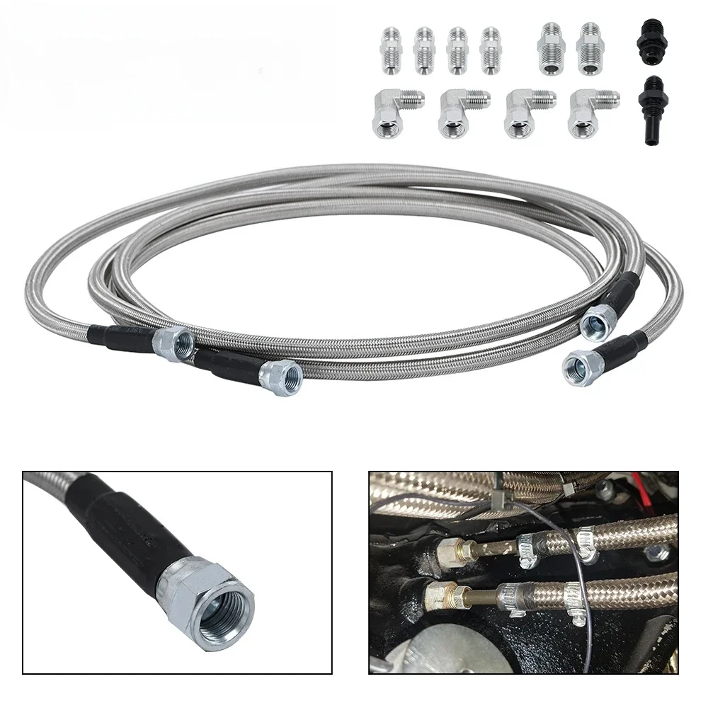 6AN 70 "Rvs Gevlochten PTFE Slang Transmissie Vloeistof Oliekoeler Slang Lijn kit voor GM Chevy Transmissie 4L80E 4L60E - afbeelding 2