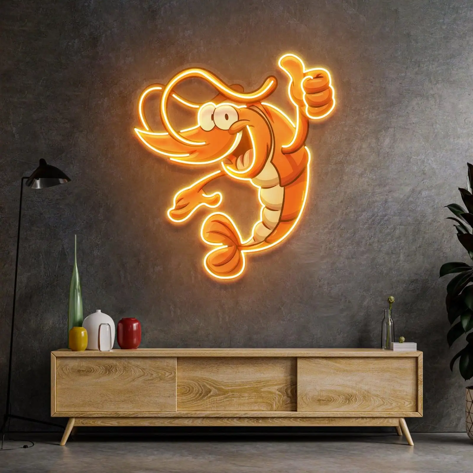 

Seafood Neon Sign Cute Animal Wall Decor Food Sign Kitchen Restaurant Business Store Sign Game Room Hotel Neon UV Priint Sign