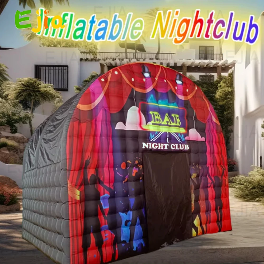 Commercial Grade Black Disco House Inflatable Night Club Bar Square Gazebo Event Room  Inflatable Party Tent for Backyard Party