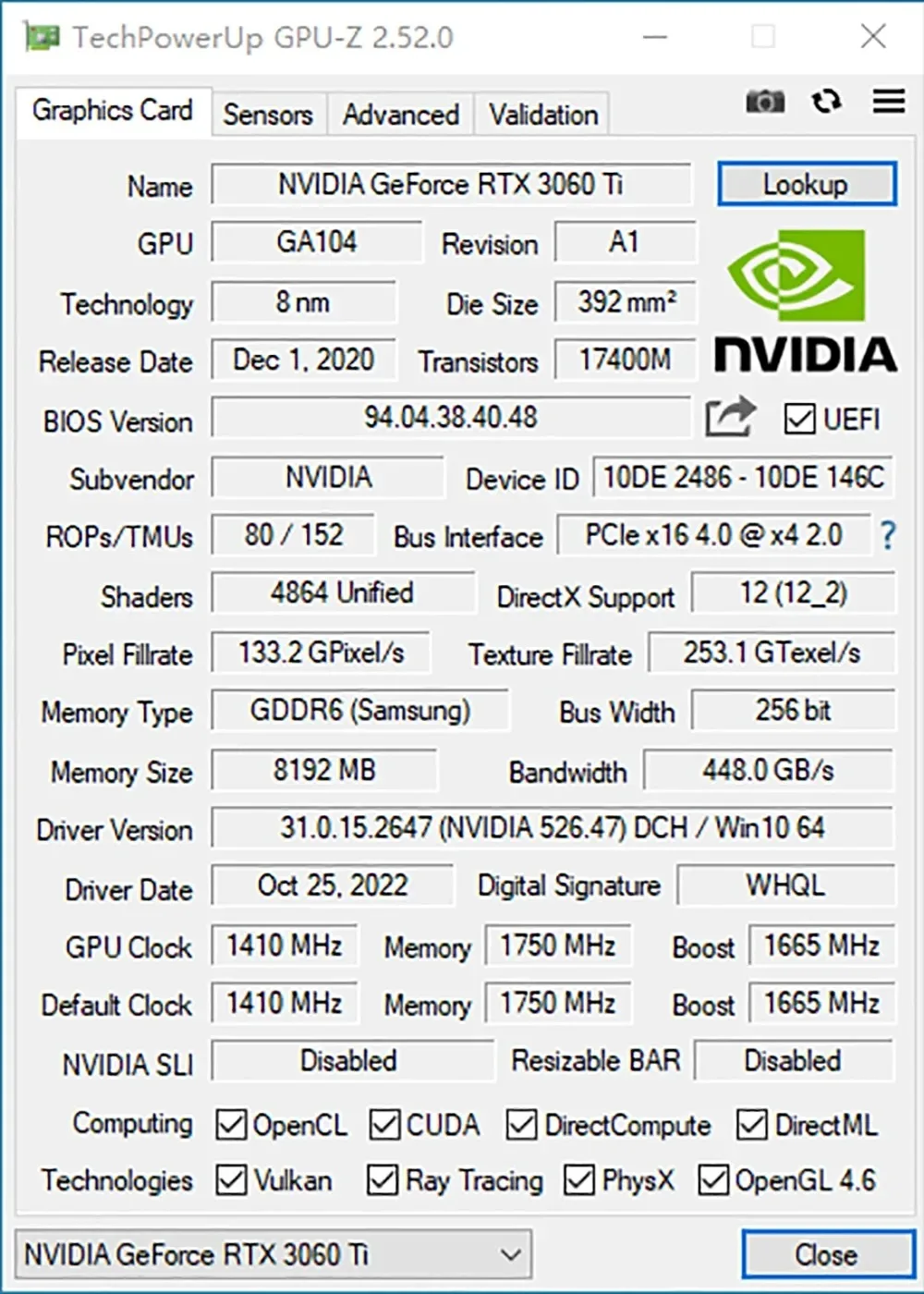 Scheda grafica RTX 3060Ti 8GB usata GDDR6 256Bit PCI Express 4.0x16 8pin NVIDIA GPU Rtx 3060Ti scheda Video di gioco Placa De Video