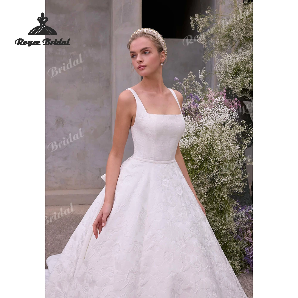 Princess Detachable Bow A Line Wedding Dresses 2026 Floral Chapel Length Train Beach Bridal Gown Custom vestido de novia