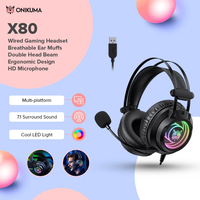 Onikuma X80 Wired Gaming Headset USB 3.5mm with Mic Noise Cancelling Rgb Headphones for Pc Laptop