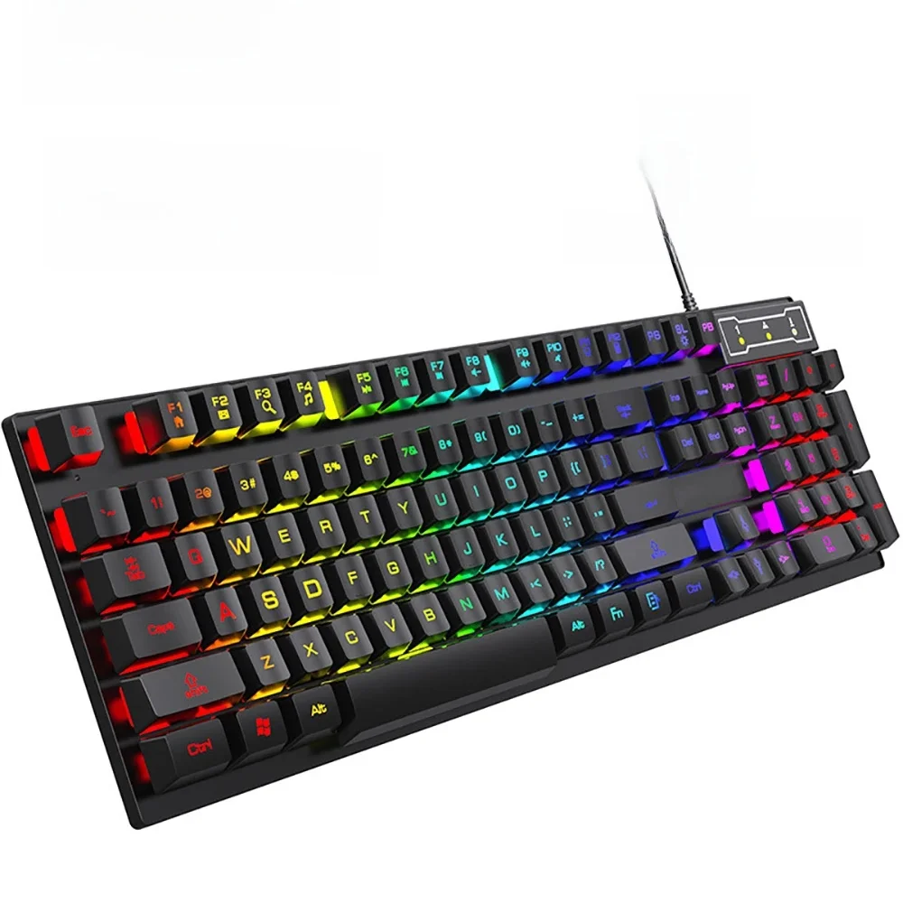 104-Tasten Kabelgebundene Tastatur RGB Farbige Gaming-Tastatur mit Mechanischem Gefühl Standard-Tastatur für Windows Laptop Computer
