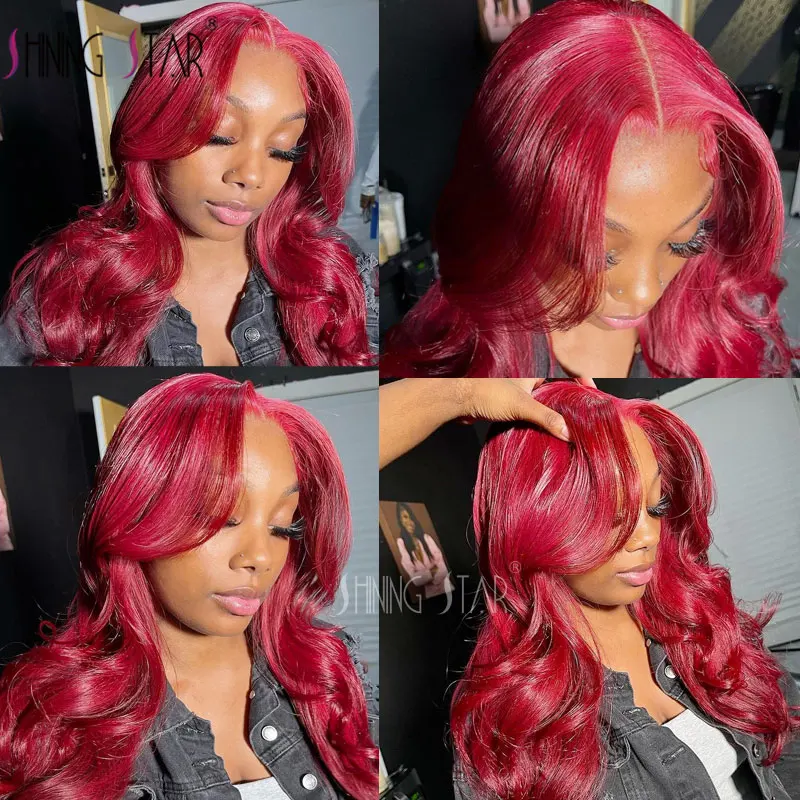 Burgundy 99J Body Wave 13x6 Hd Lace Frontal Human Hair Wig Transparent Lace Front Wigs For Women Brazilian Red Colored Remy Wig