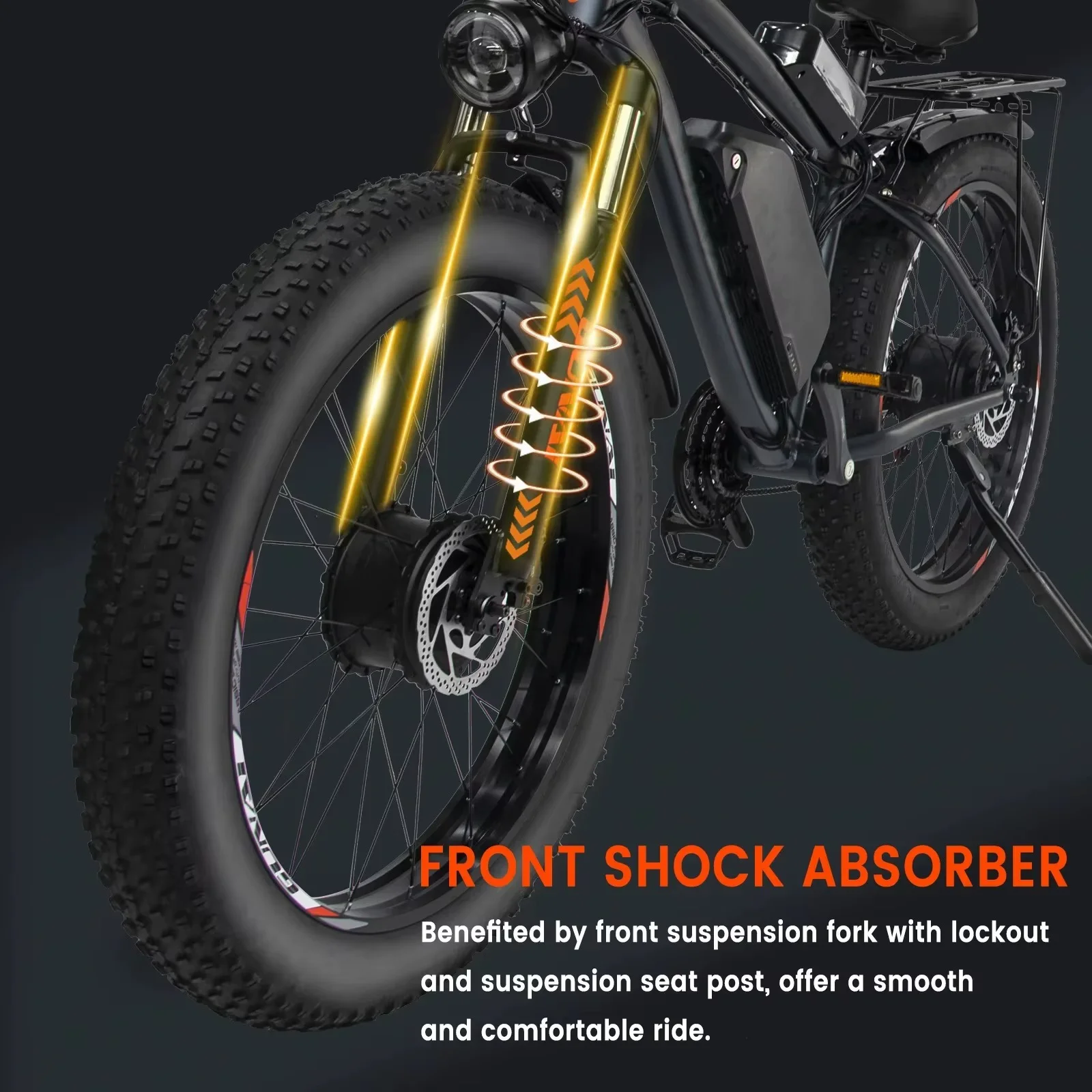GUNAI-bicicletas eléctricas para adultos, Ebike con Motor Dual de 2000W, neumático ancho de 26 pulgadas, 55 km/h, 21 velocidades, batería de 48V y 23Ah, disponible en Europa