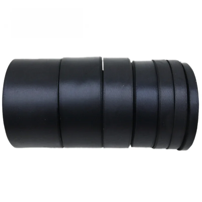 Ruban en satin noir simple face, 25 mètres/rouleau, emballage cadeau de noël, vente en gros