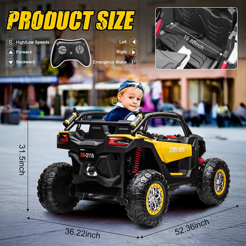 24V Kids Ride On Car 2-Seater Kids Car 4-Wheeler Electric Car with Parents Remote Control Music LED Lights Trunk UTV Electric Tr