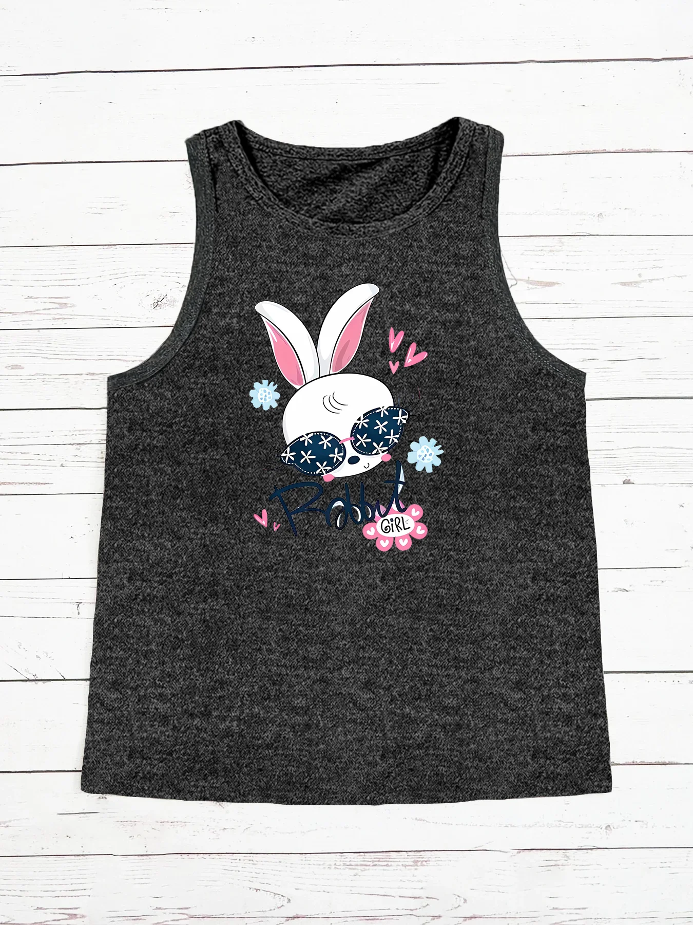 Sunglasses Rabbit Girl Summer Fashion Funny Sports Women's Tank Top Loose O Neck Sleeveless Casual Tank Top