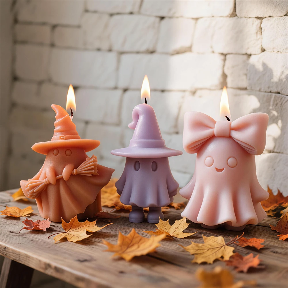 Halloween Pumpkin Skull Haunted House Wizard Hat Silicone Mold Gnome Ghost Skeleton Resin Plaster Mold DIY Gothic Home Decor