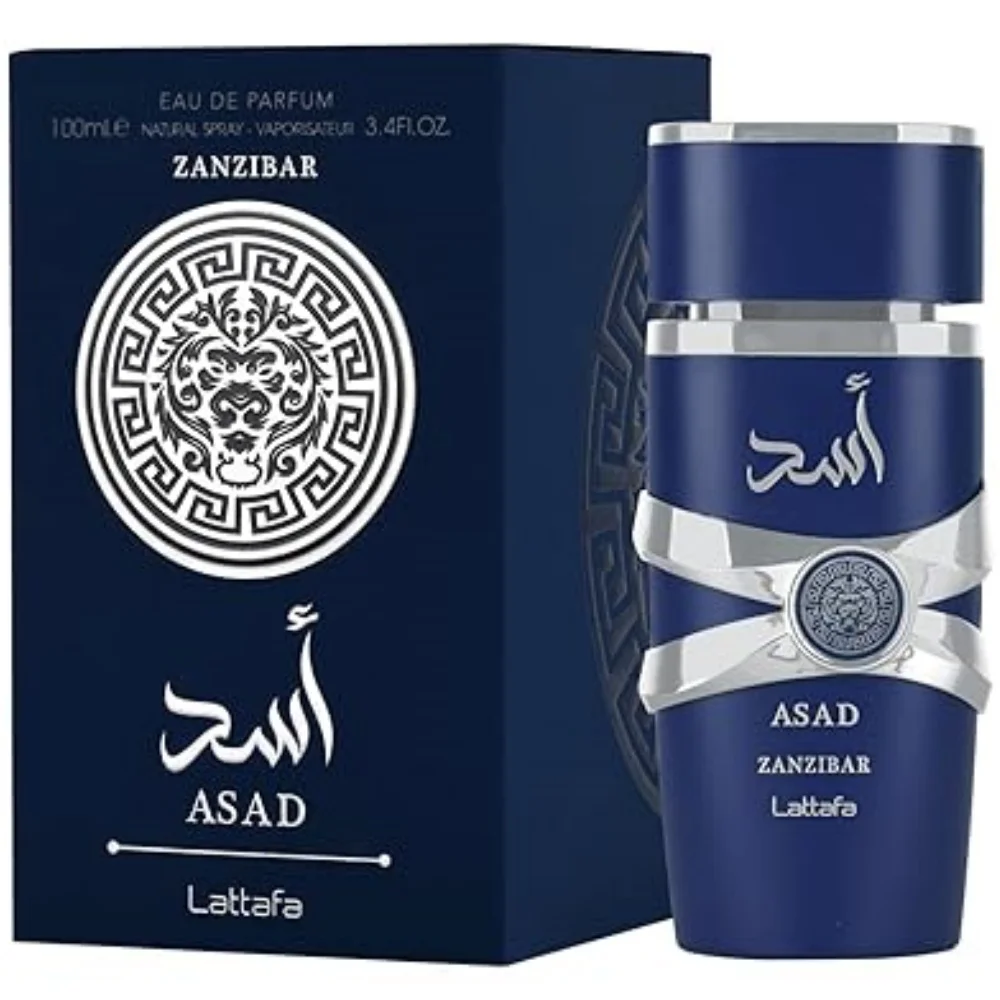 Туалетная вода Lattafa Asad Zanzibar Blue Edition для мужчин, спрей 3,4 унций, пряный аромат, теплый, приятный на ощупь, роскошный аромат премиум-класса