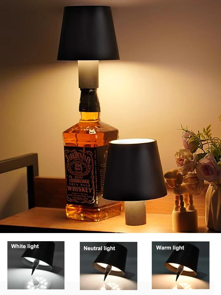 GGbingo LED Bottle Lamp USB Rechargeable Mood Desk Bottle Lamp 2000mAh Touch Stepless Dimmer RGB 3 Color RGB Table Night Light