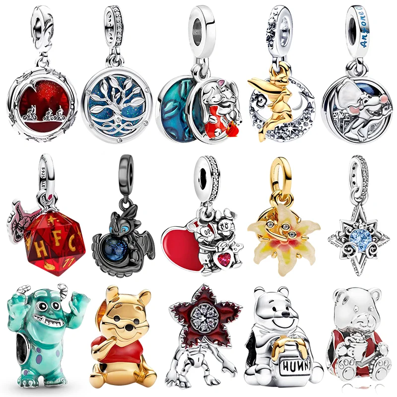 

925 Серебряный Бутик-подвеска Disney «Человек-еда» с цветами, подходит для ожерелья, оригинальный браслет, сделай сам, рождественские женские вечерние подарки