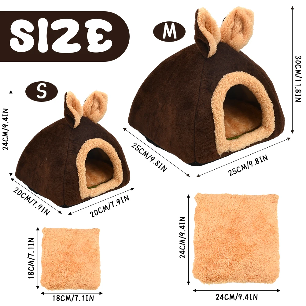 Guinea Pig Bed Hideout,Small Pet Bed for Small Animal Rabbit Guinea Pig Hamster,Warm Guinea Pig Bed House with Removable Pad