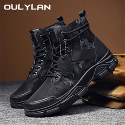 Camouflage Men's Boots Trendy Casual Workwear Shoes Medium Top Martin Boots Retro Hiking Trekking Climbing Desert Boots