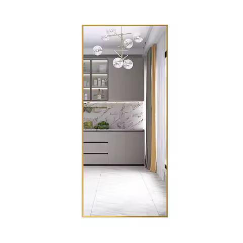 Anajqaqia 180x80cm Full Body Mirror, HD Large Floor Mirror with Gold Metal Frame, with Reinforced Glass, Standing Mirror