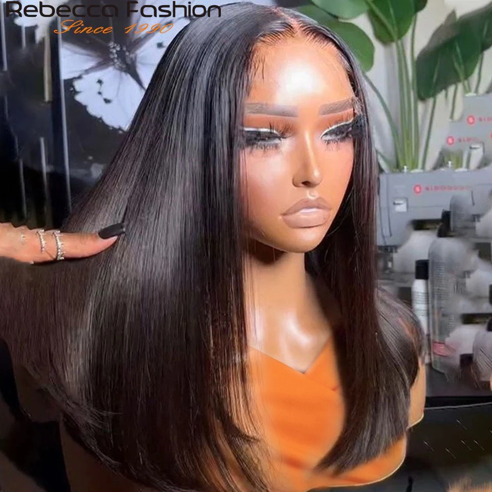 

180D 16"-20" Short Straight Human Hair Wigs Transparent Lace Front Wigs Pre Plucked Brazilian Straight Lace Front Wigs For Women