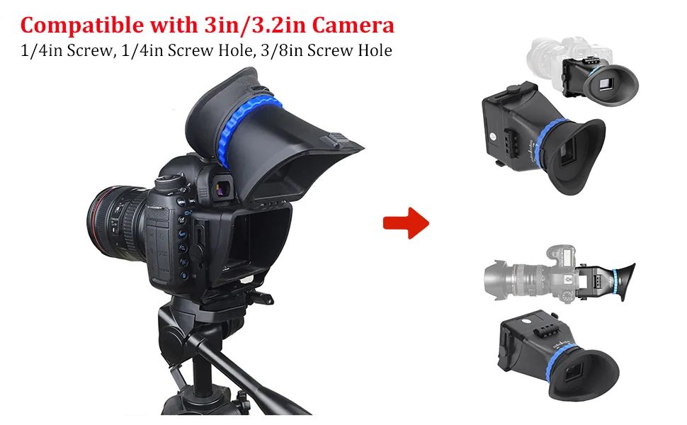 Professional Camera Viewfinder, 3in/3.2in Screen SLR Viewfinder,for Camera Camcorder,3X Amplification