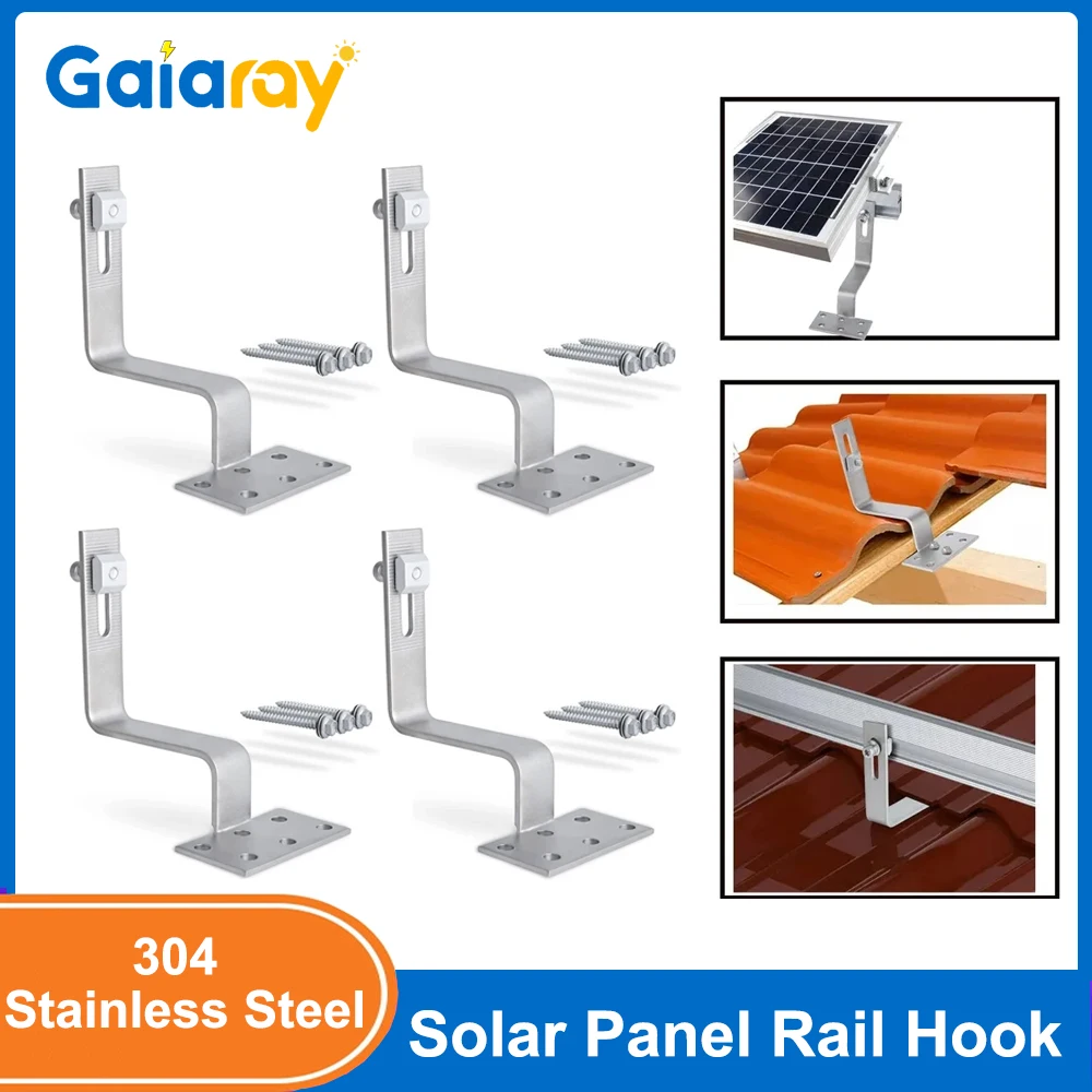 

Solar Panel Bracket Mount Hook Photovoltaic Panel Roof Hook Kit 304 Stainless Steel Solar PV Module Hooks for Fixed Solar Panel