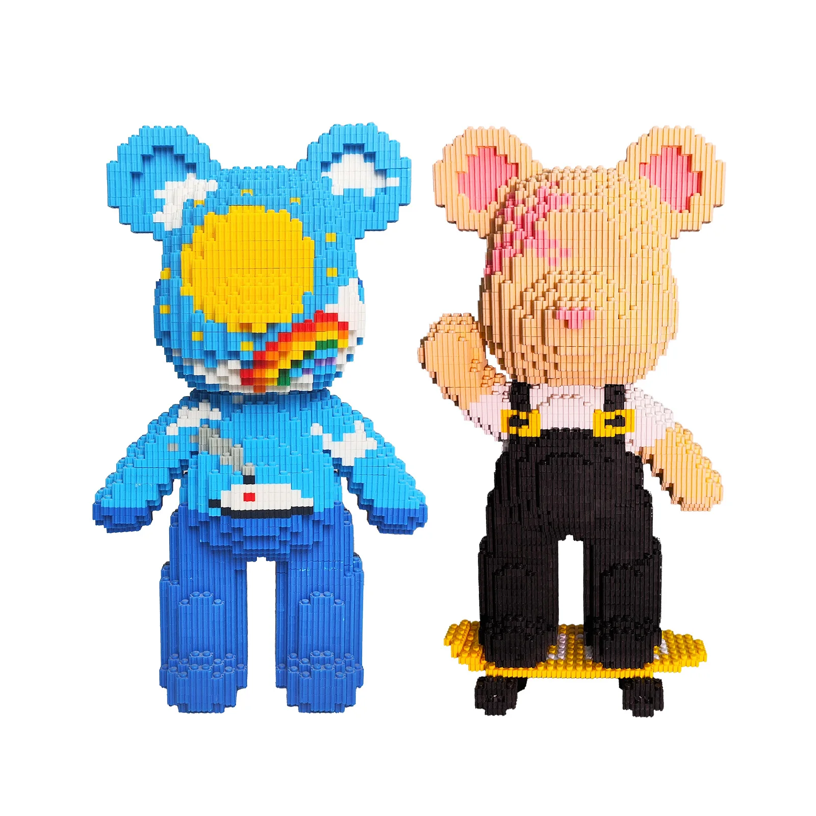 

DIY Brick Bear Set – Day & Night Sky Bear + Q Skateboard Bear, 6,500+ Pcs, ABS Blocks, Built-in Storage, Gift for Teens & Adult