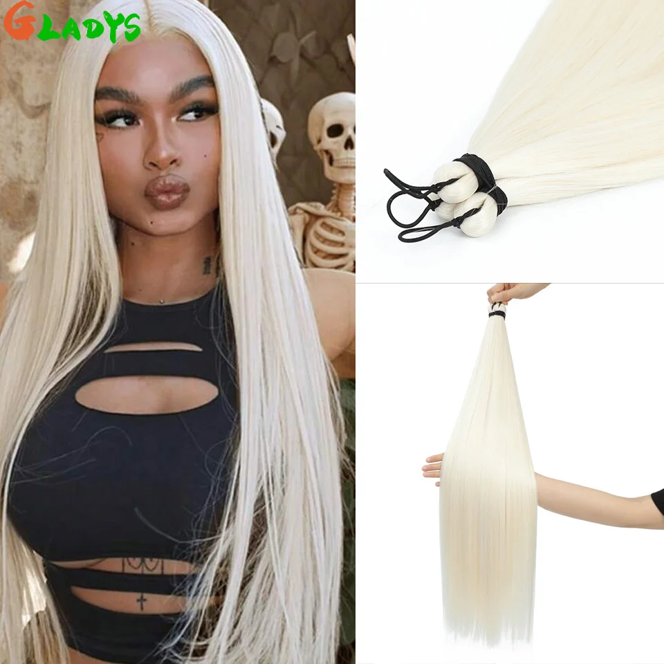 

Straight Synthetic Braiding Hair White Color Crochet Hair Extension 3Pcs/lot 28Inch Straight Crochet Braid Hair Bundle For Women