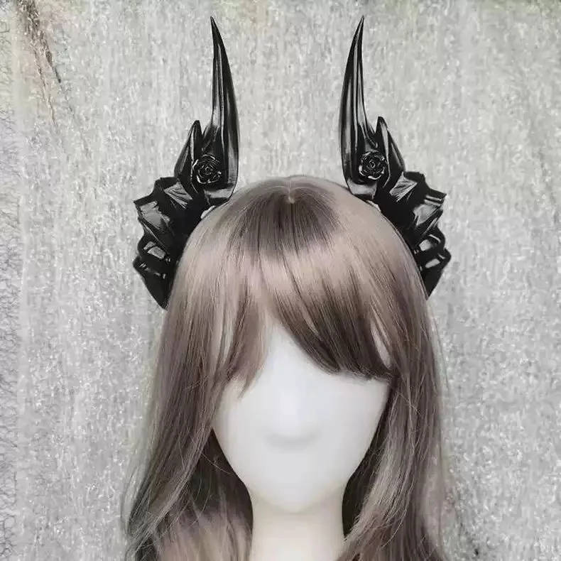 14/19cm różowe diabelskie rogi spinki do włosów czarny/biały Mori Girl spinki do włosów Lolita Cosplay element ubioru akcesoria do włosów — zdjęcie 2
