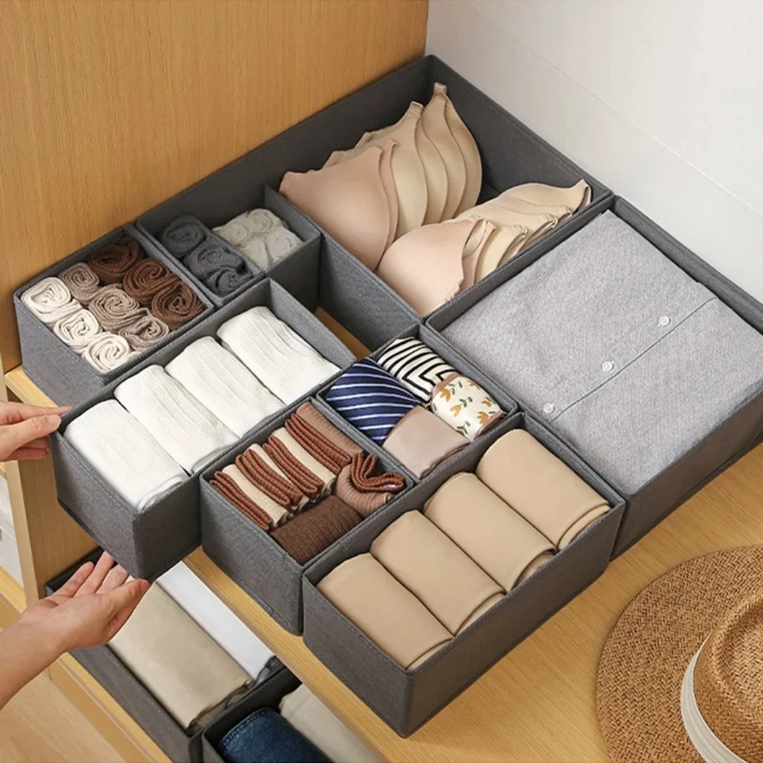 

6pcs Fabric Underwear Storage Box Drawer Organizers For Closet Organization And Storage Of Socks Underwear Ties And More Cabinet