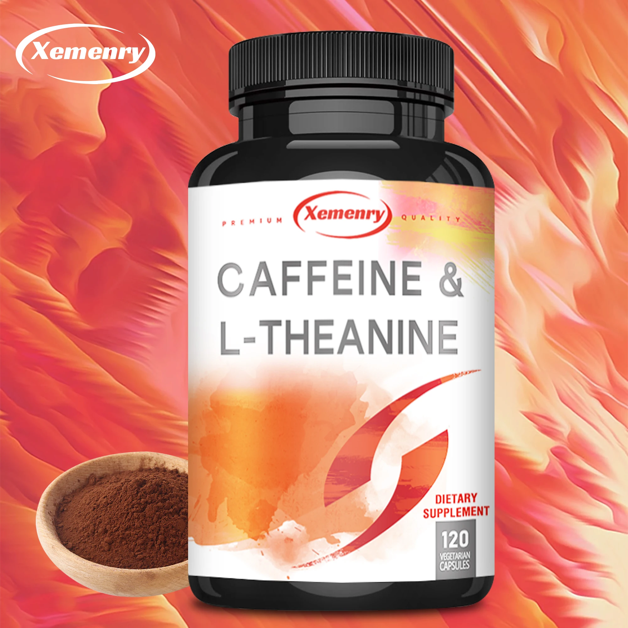

Caffeine and L-Theanine Supplement - Used To Support Energy, Focus and Clarity, Dietary Supplement - 120 Capsules