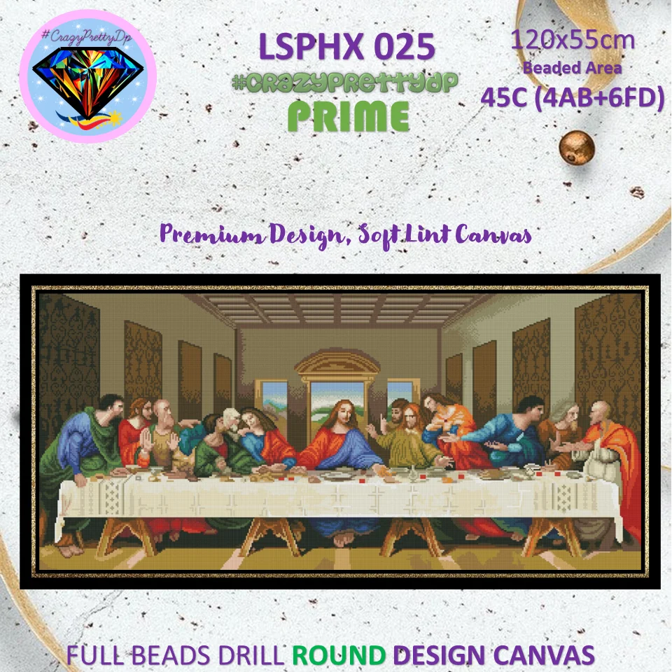 

Алмазная живопись crazyprettydp prime LSPHX 025, Последний Ужин, Иисус, религиозный, «сделай сам», сумасшедшая, красивая, ручная работа
