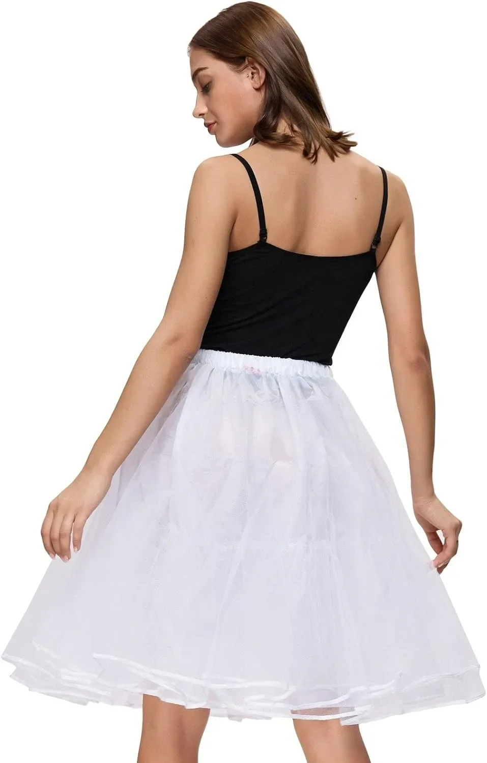 Kobieta halka Tutu podkoszulki krynolina 50. 3 warstwy wstążka gaza spódnica z tiulu Vintage ślubne halki ślubne Rockabilly Tutu — zdjęcie 2