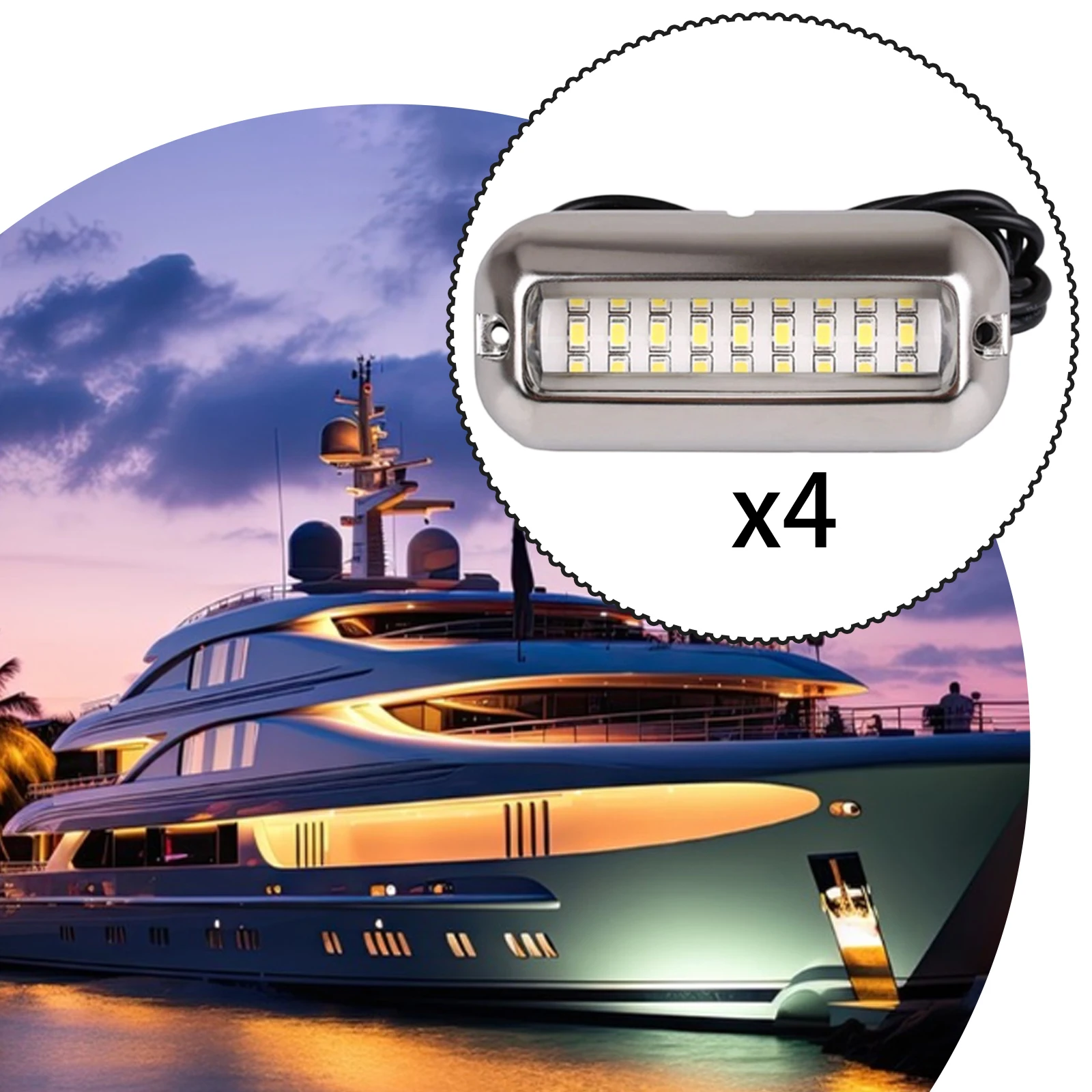 

4x Boat Transom Lights Brightness Marine LED Light 10-30V Voltage Underwater Light for Boat Skiff Kayak Yacht Pontoon Waterproof