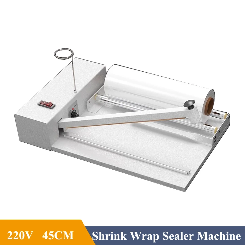 Manual Sealing Cutting Shrinking Machine 220V Heat Gun Packing Tool Tabletop Portable Packaging Small Production