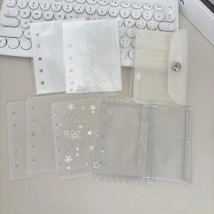 SKYSONIC 9 pièces/paquet M5 fournitures, porte-sacs pour cartes, ensemble complet de supports de reliure différents, pochettes 10 pièces, sacs scintillants