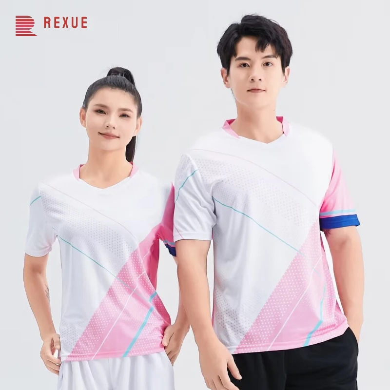 New Table Tennis Clothing Pastel Pink Badminton t-shirt Men's and Women's Quick-drying Sweat-wicking Competition Training Jersey