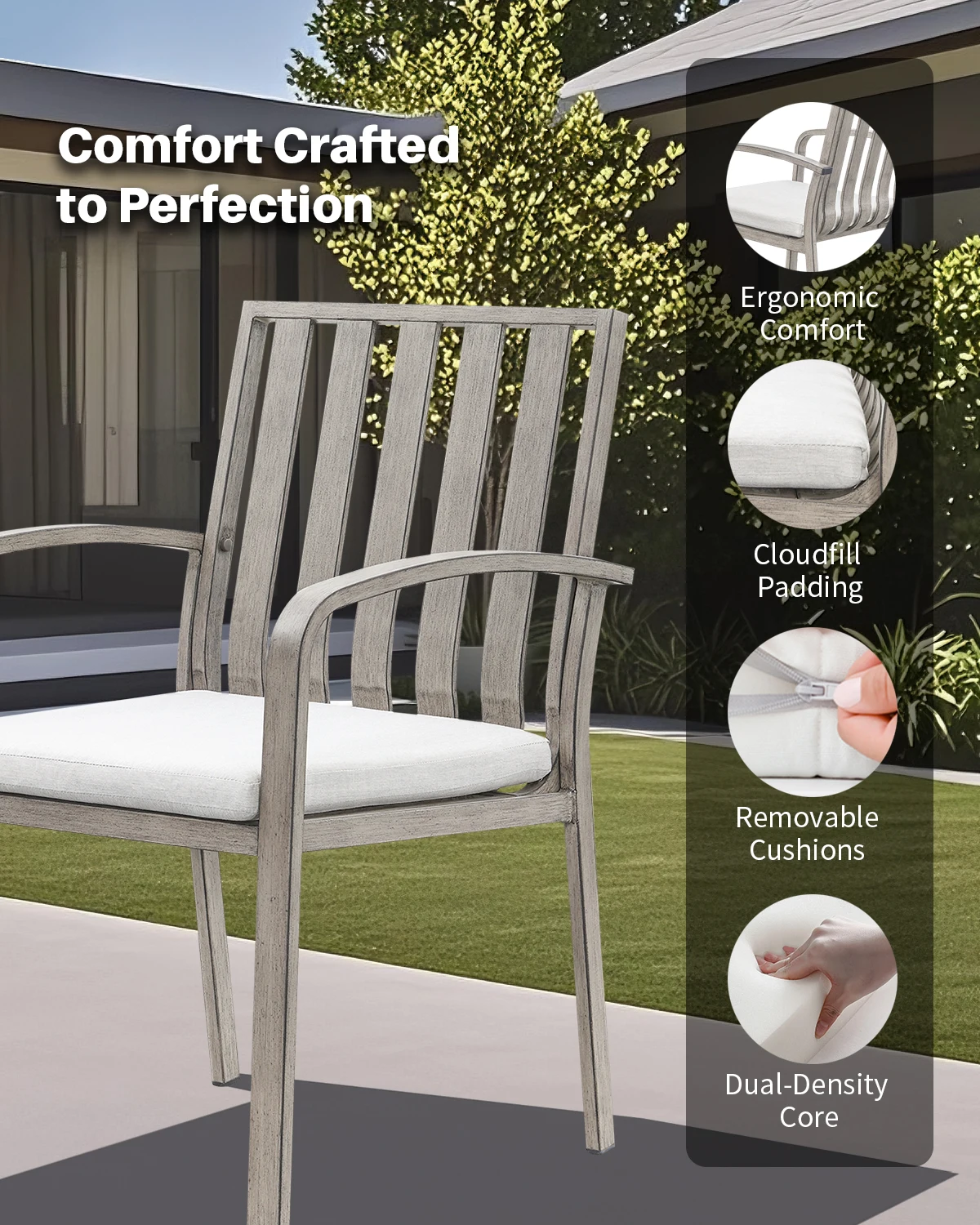 طقم طعام فناء مكون من 9 قطع من SeeHill، طاولة ألومنيوم مع 8 كراسي ووسائد، فتحة مظلة، سطح السفينة، الحديقة، الفناء الخلفي، بلوط محدود