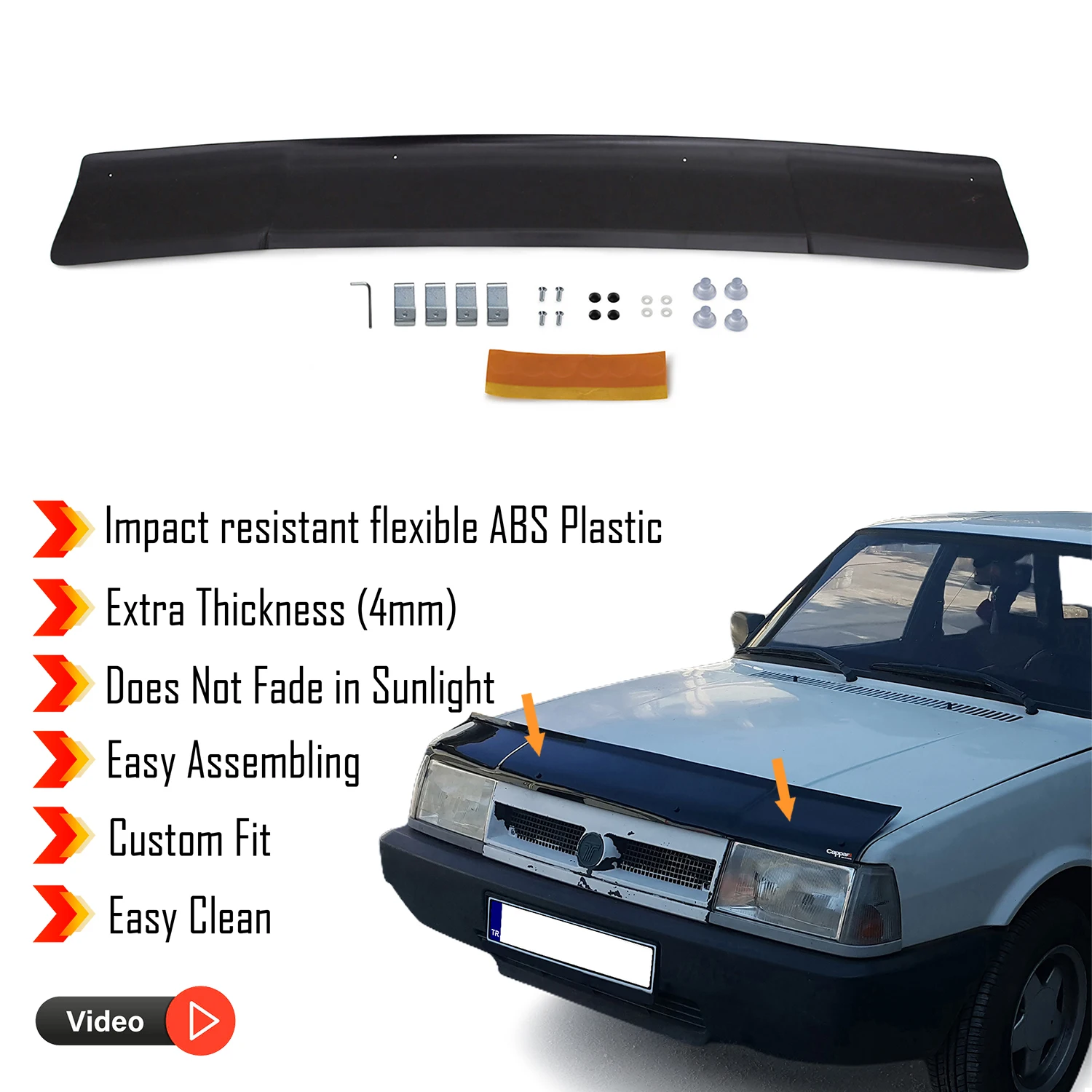 Hood Deflector Guard for Fiat Doğan (1988-2002) Bug Shield Bonnet Protector / 4 mm thickness and ultra-durable material