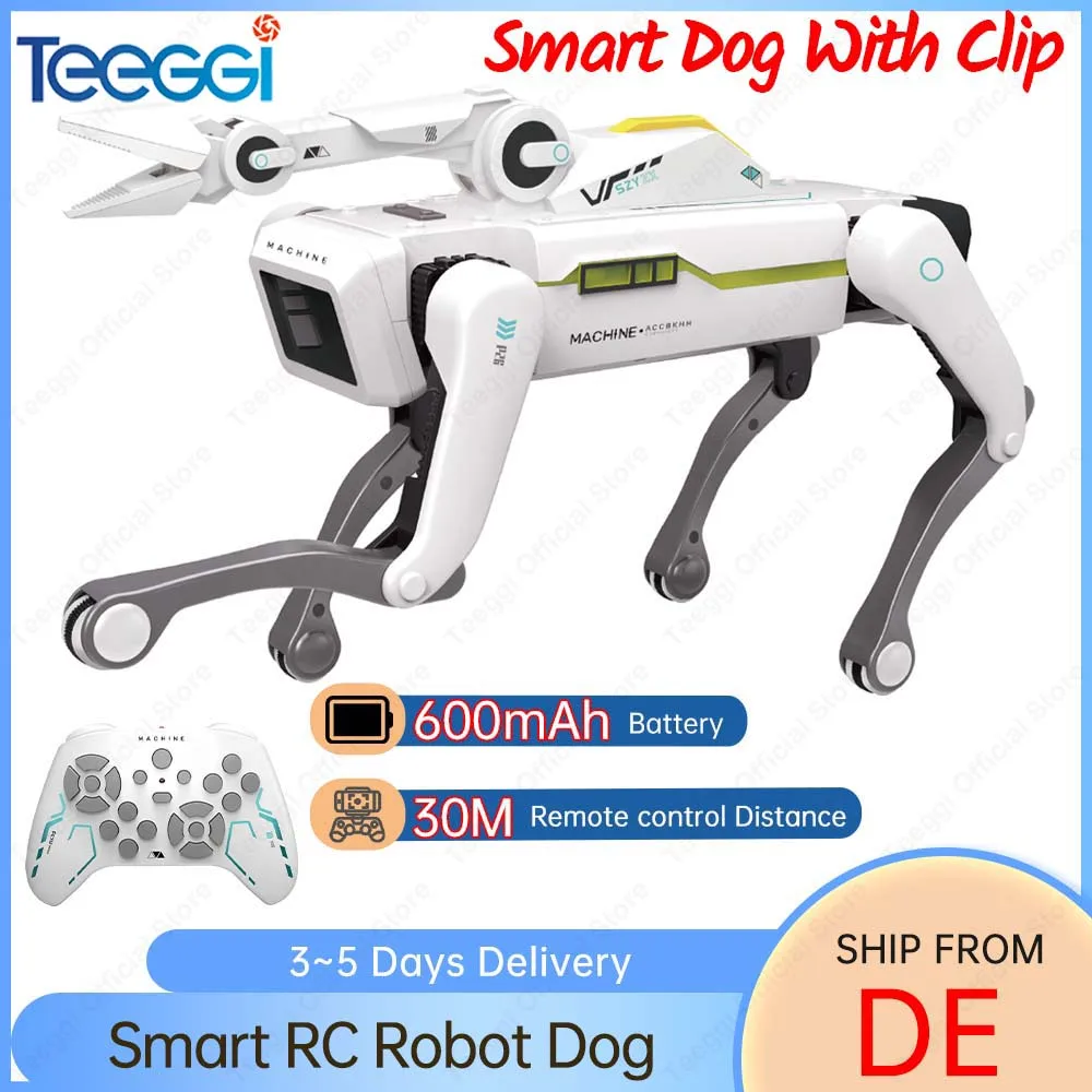 Teeggi multifonction RC chien mécanique avec pince électrique RC Robot Intelligent chien avec tourelle éducatif Robot Intelligent jouet cadeau