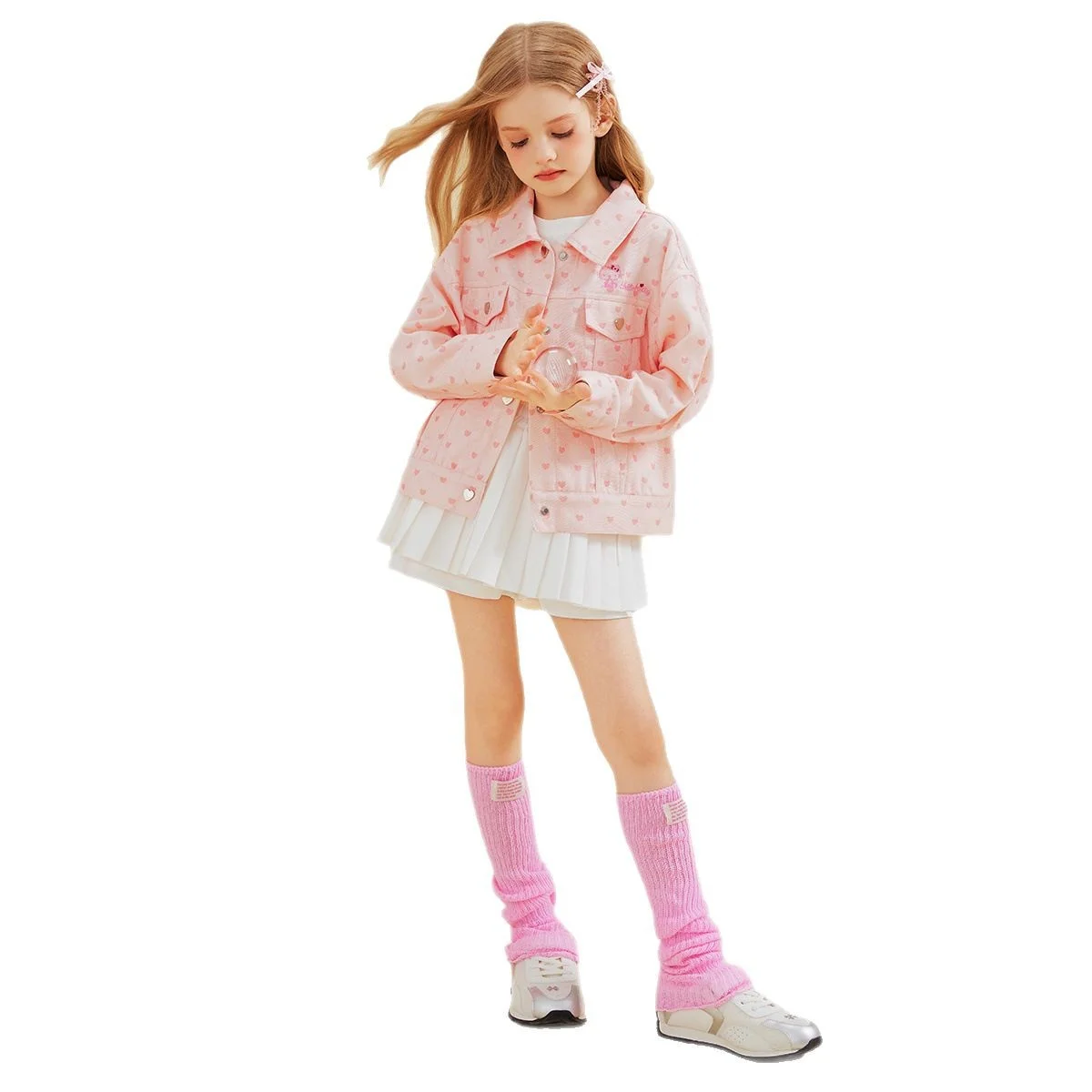 

[Genuine License] Sanrio Spring and Autumn Full-Print Heart-Shaped Pattern Girls' Jacket - New Hello Kitty Cartoon Sweet Style S