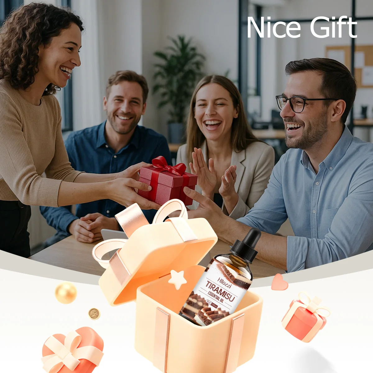 زيت تيراميسو العطري، ذو رائحة حلوة وجذابة، هو زيت أساسي متعدد الاستخدامات مناسب لتدليك الجسم والرائحة.