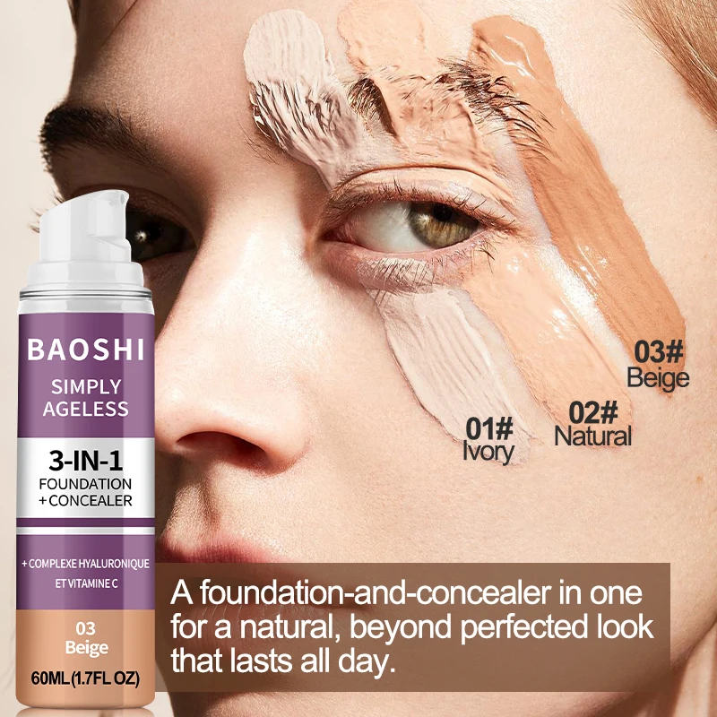 3 Kolory Podkład w Płynie Kremowy Wodoodporny Długotrwały Kontrolujący Wydzielanie Sebum Kryjący Trądzik Baza Pod Makijaż Nawilżający Rozjaśniający Matujący Kryjący