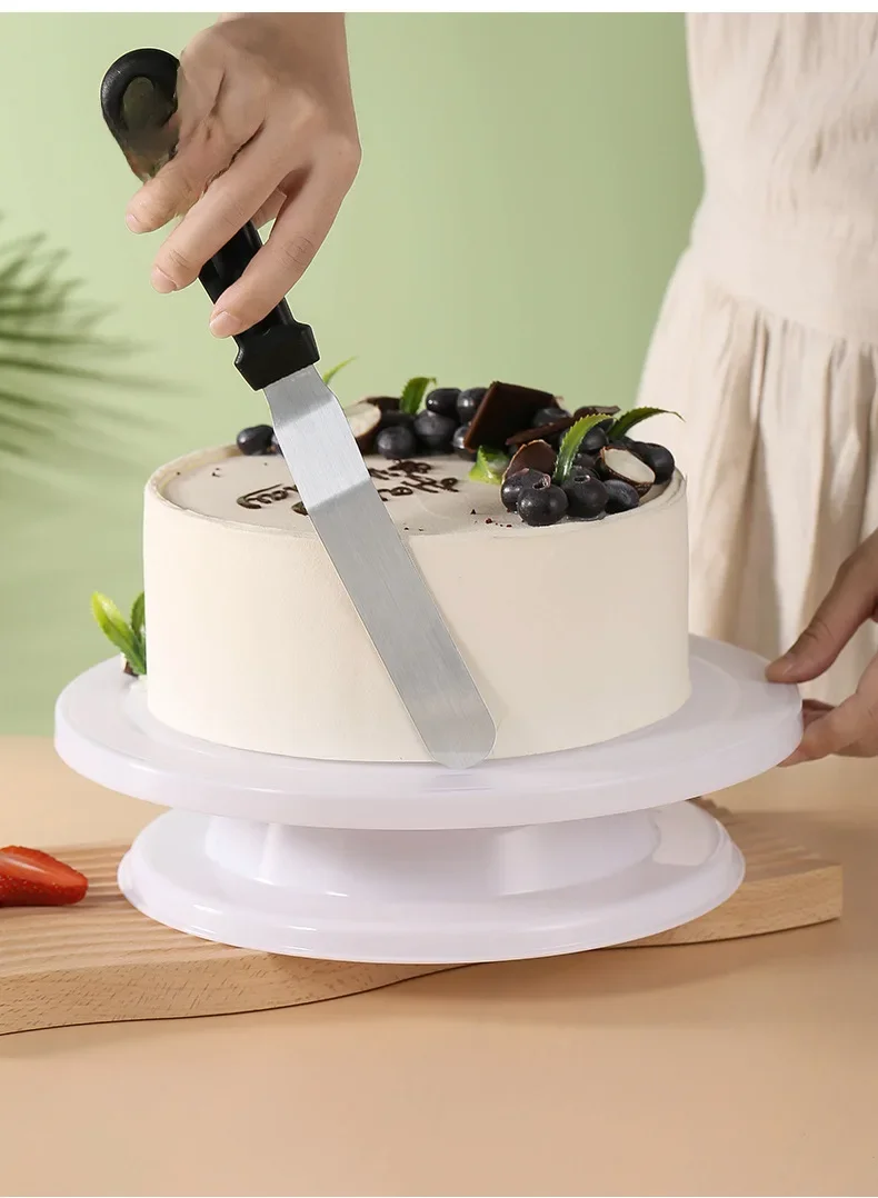 Plateau tournant de gâteau en plastique de 11 pouces, pâte en plastique, décoration de pâtisserie, support de crème, Table rotative, outil de cuisson de poêle à faire soi-même