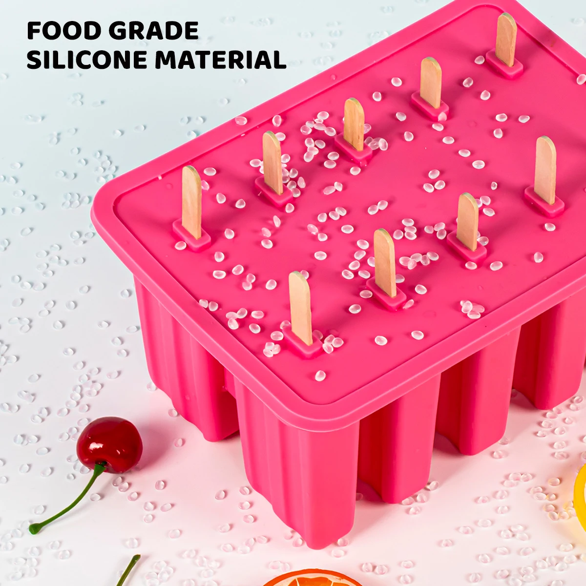 Food-Grade Silicone 10-Compartment Ice Cream Mold, Homemade Popsicle Mold for Kids, DIY Ice Pop Tool - Image 5