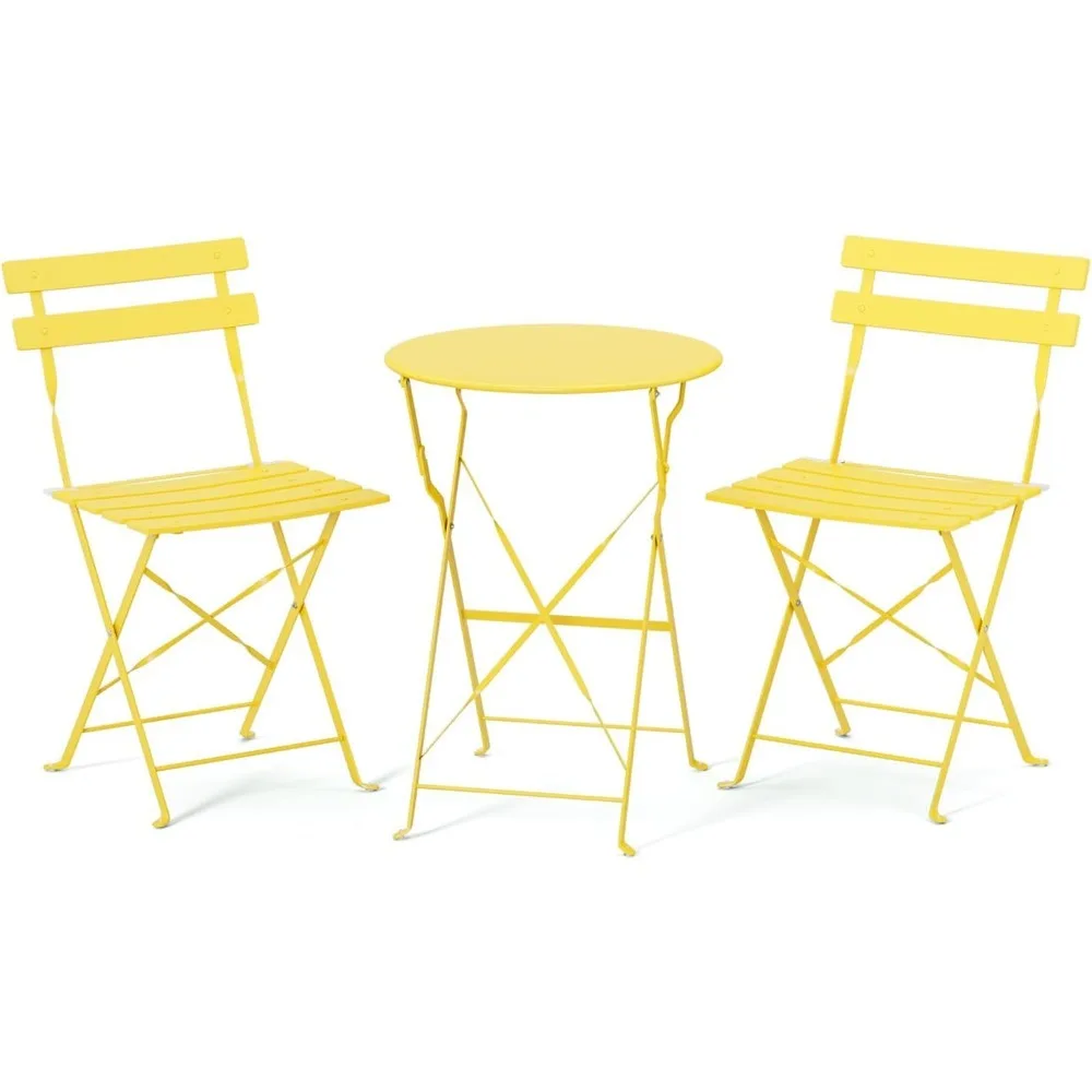 

Outdoor Folding Bistro Table and Chairs Set of 2, 3-Piece Bistro Set with Premium Steel Frame for Patio, Balcony, Garden, Porch,