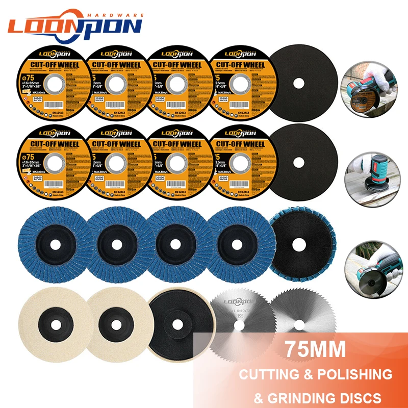 20PC Grinding wheel Metal cutting disc Polishing sheet Polishing Wheel Felt Wool Buffing Polishers Pad For 12V Angle Grinder