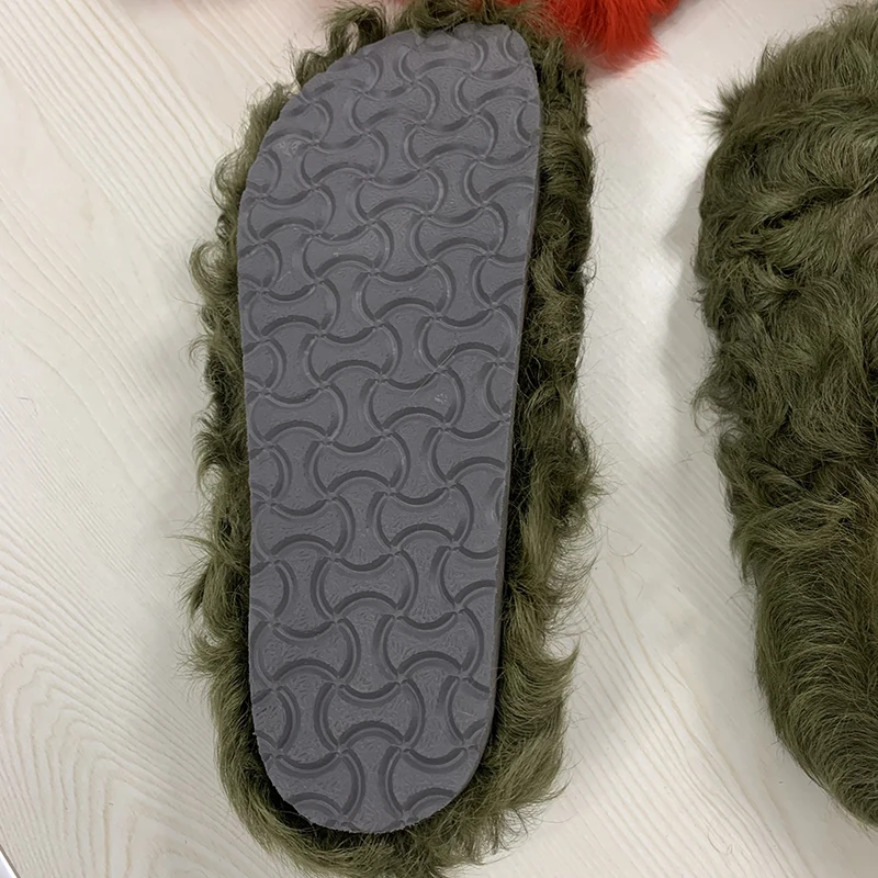 Chunky Real Sheep Fur Slides for Women, Sheep Fur Slippers, Customized Color, S5040