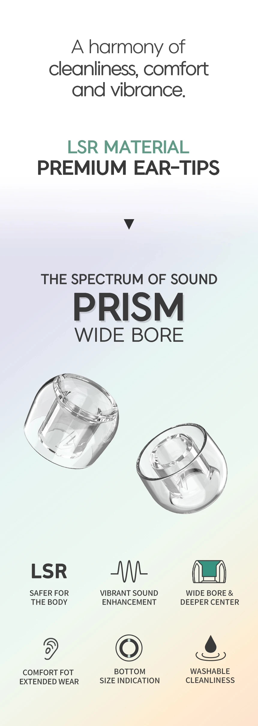 ELOIT/DIVINUS Velvet Wide Bore Silicone Earphone Eartips For 4-6mm Nozzle, Soft Deeply Ear Tips For Earbuds Tanchjim 4U,Davinci